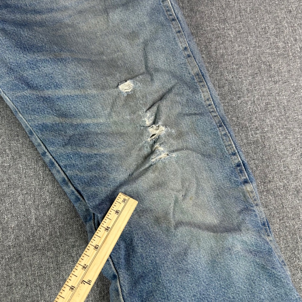 Wrangler Jeans Mens 36x30 Rugged Wear Blue Fleece Lined Insulated Distressed - Picture 11 of 13